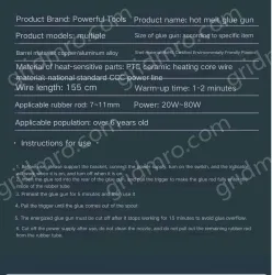 20W luxury glue gun + 60 glue stick + storage bag