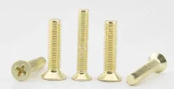 gold coloured flat head screws Phillips slot