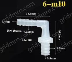 6-M10-M thread right angle elbow
