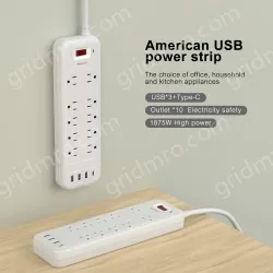 10 AC Outlets Power Strip