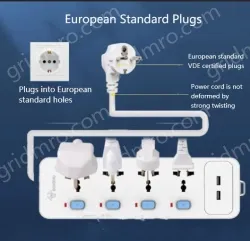 European standard unswitched 3-plug